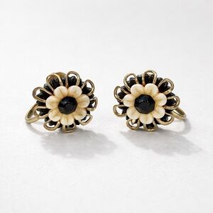 Vintage Mid-Century Floral Screw-Back Earrings
